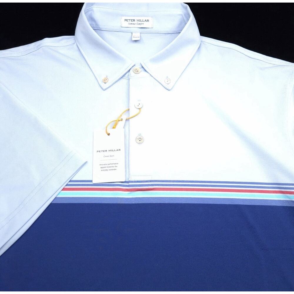 NWT Peter Millar SC Crown Sport Campbell Performance Polo Golf Shirt L